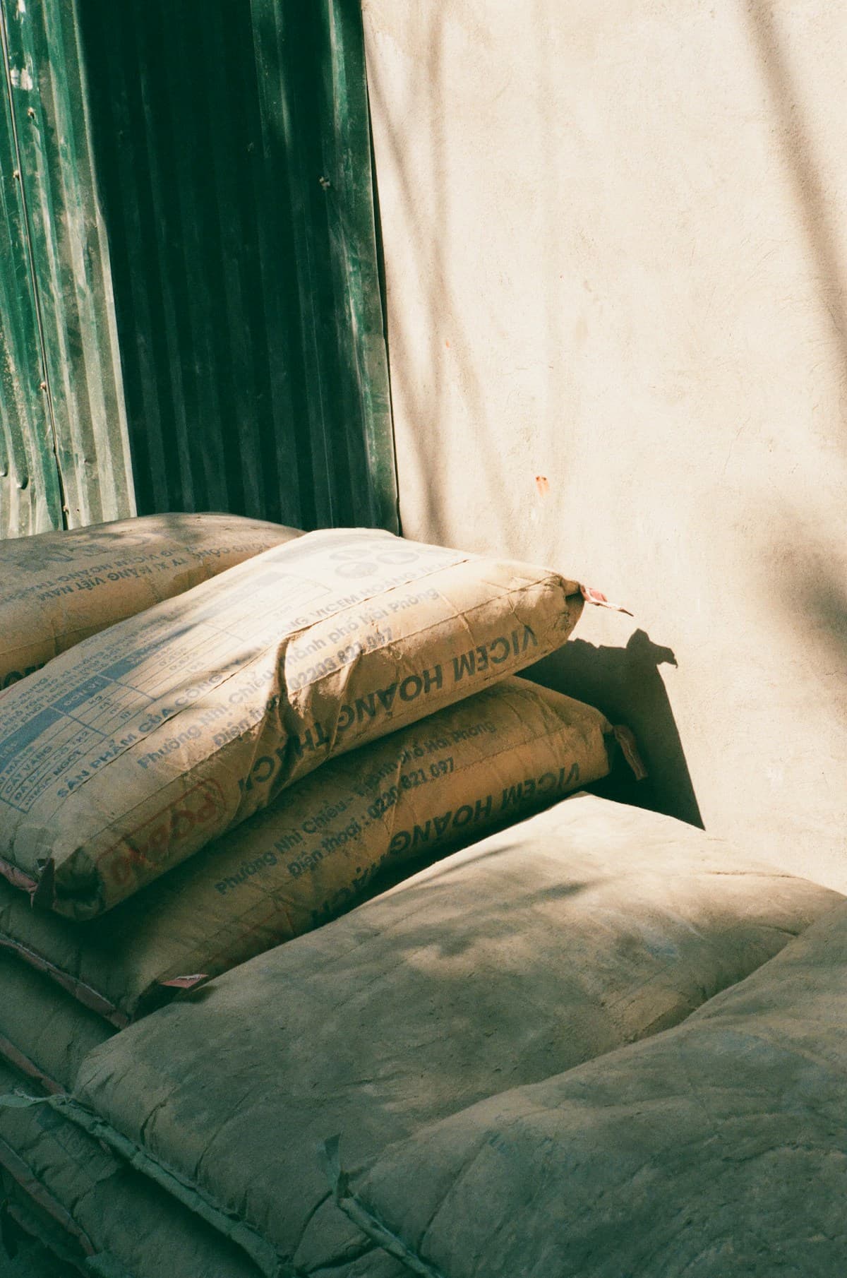 Stacked cement bags