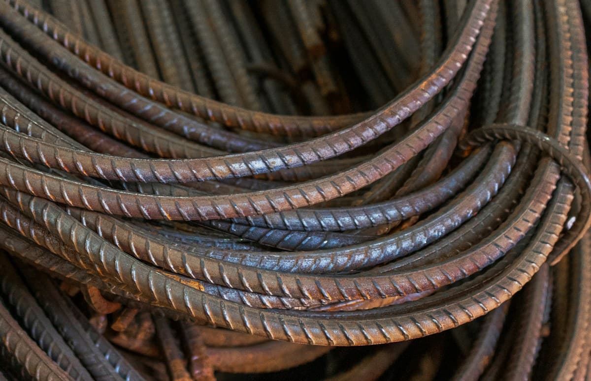 Bundles of steel reinforcement bars